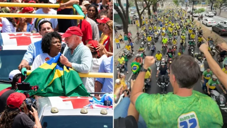 Flávio Bolsonaro faz motociata em BH e Lula reúne apoiadores em Copacabana