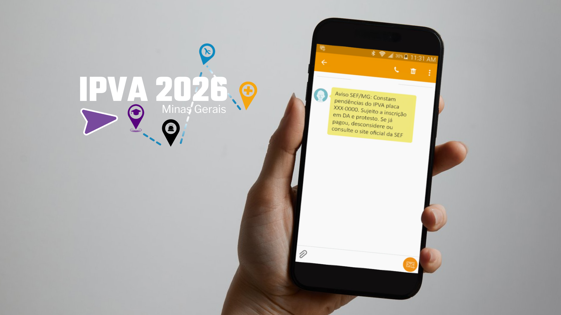 SEF/MG envia alerta por SMS sobre IPVA 2026 em atraso