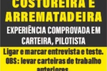Contrata-se costureira(o) Realce Têxtil